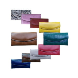 Multicolor genuine leather ladies long wallet hand purse collection with various colors and textures