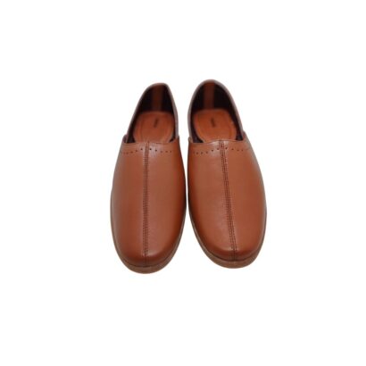 Brown genuine leather ladies slip-on nagra shoes with matching sole – made in Bangladesh