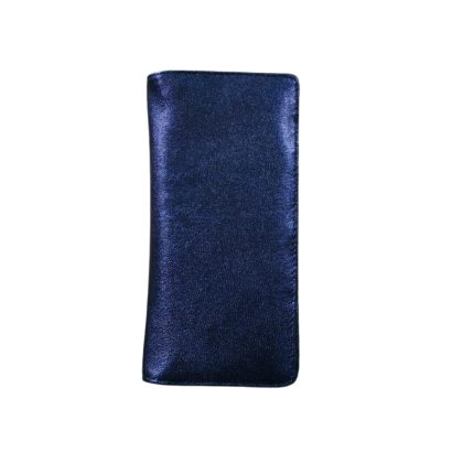 Front side of a black smooth-finish genuine leather gents wallet.