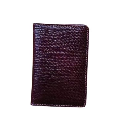 Maroon textured genuine leather men’s wallet with fine stitching.