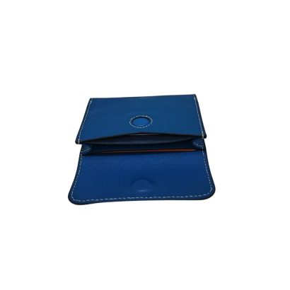 Black handmade leather mini wallet for men with snap closure and brown accent – Shabab Leather