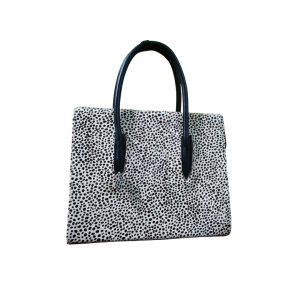 Shabab fur leather dalmatian print handbag with black handles — premium ladies fashion bag for style and everyday use.