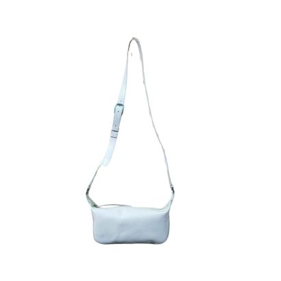 White ladies leather shoulder bag – premium minimalist sling purse for women