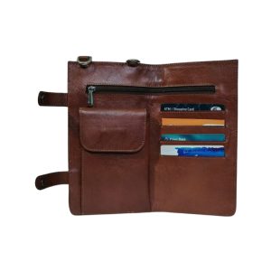 Genuine leather messenger bag with wallet organizer and card slots by Shabab Leather