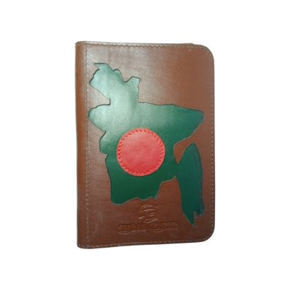 Premium leather passport holder with Bangladesh map design, handcrafted in Bangladesh for secure and stylish travel