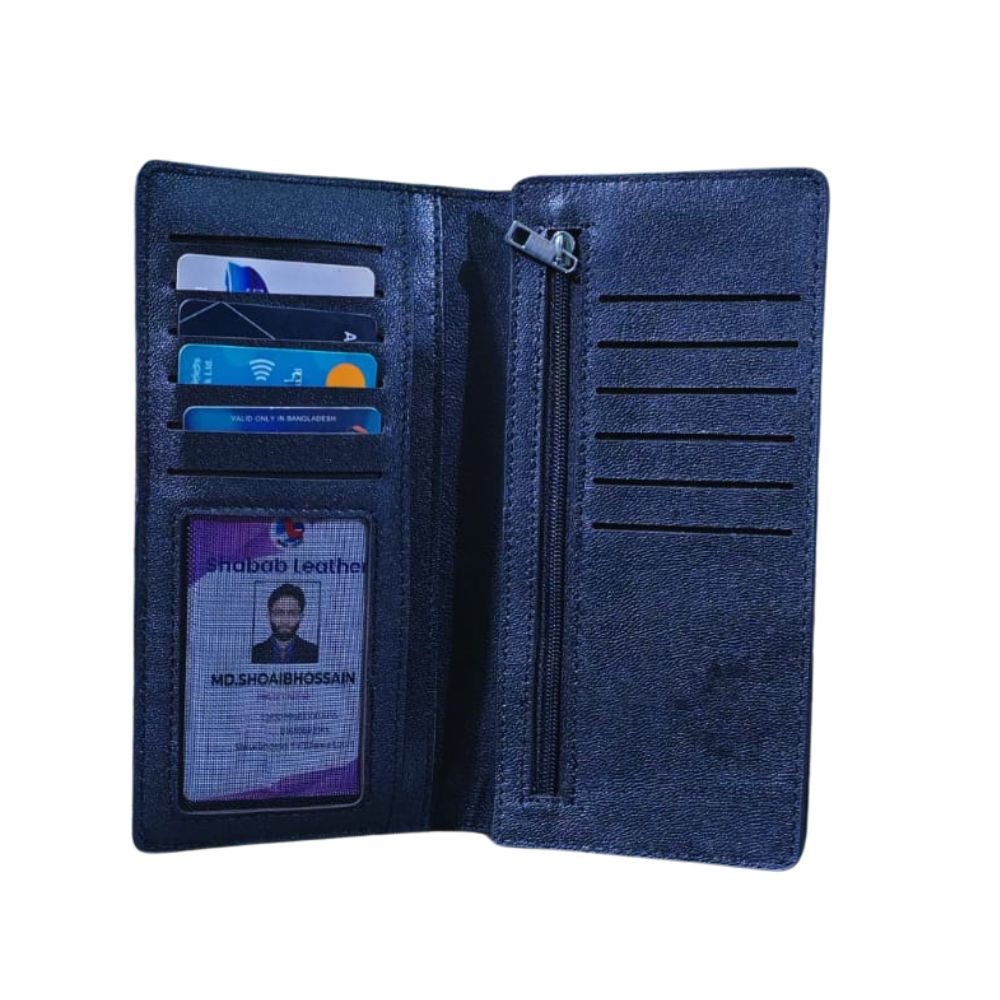 Black & Crocodile Texture Long Wallet