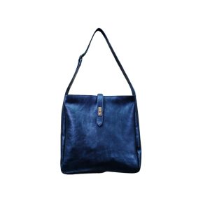 Black leather women’s shoulder bag handmade in Bangladesh