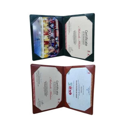 Premium brown leather certificate holder handcrafted in Bangladesh