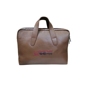 Brown leather corporate office bag handmade in Bangladesh