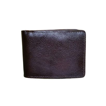"Premium men’s brown genuine leather wallet with a textured finish."