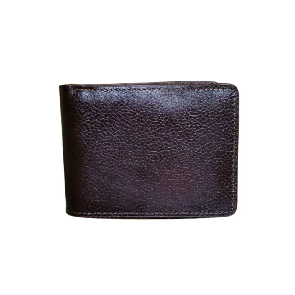 "Premium men’s brown genuine leather wallet with a textured finish."