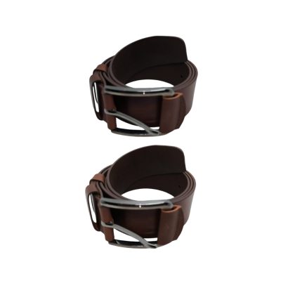 Premium brown genuine leather belt for men with metal buckle, handmade in Bangladesh