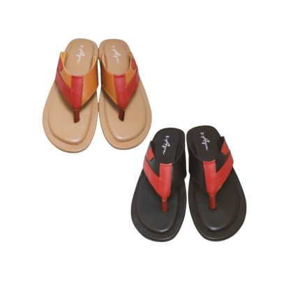 “Premium men's leather sandals with red straps, available in tan and black colors, designed for comfortable daily wear.”