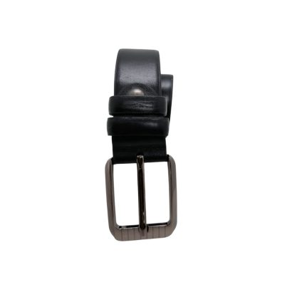 Premium black genuine leather men’s belt with polished metal buckle by Shabab Leather