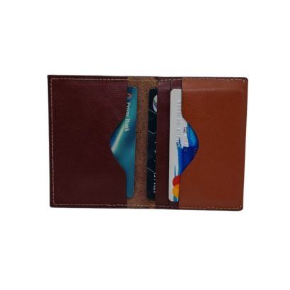 Brown textured leather card holder inside view with multiple card slots and premium finish by Shabab Leather