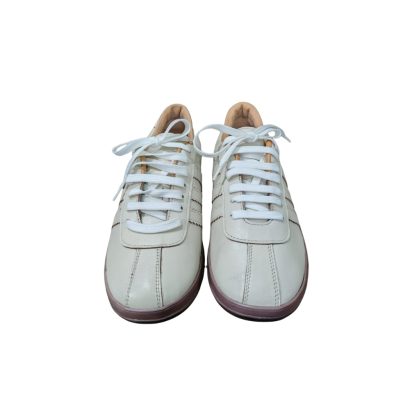 Front view of genuine leather casual shoes for men with lace-up design, handmade in Bangladesh