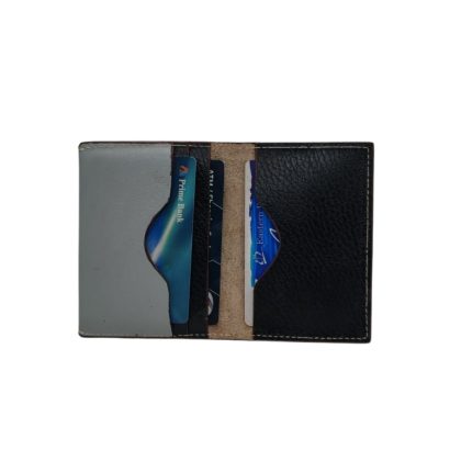 Leather card holder inside view showing multiple card slots and mixed leather textures by Shabab Leather