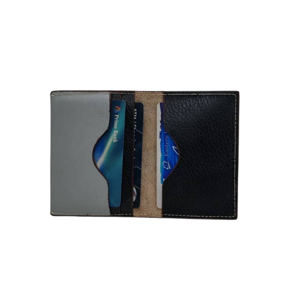 Leather card holder inside view showing multiple card slots and mixed leather textures by Shabab Leather