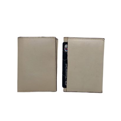 Minimal leather card holder front and back view with slim design and easy-access card slot by Shabab Leather