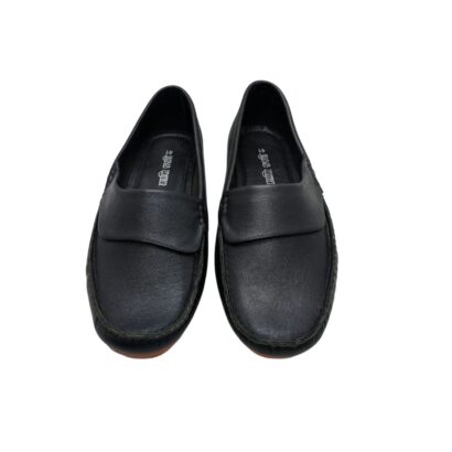 Premium black genuine leather loafer shoes for men with slip-on design and comfortable sole, made in Bangladesh