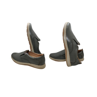 Side view of men’s ash grey genuine leather loafer shoes with comfortable sole – Made in Bangladesh | Shabab Leather