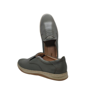 Men’s ash grey genuine leather loafer shoe top and side view with comfortable sole – Made in Bangladesh | Shabab Leather