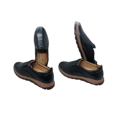 Men’s black genuine leather loafer shoes side view with anti-slip sole – Made in Bangladesh | Shabab Leather