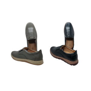 Men’s genuine leather loafer shoes in black and ash grey color – comfortable slip-on formal shoes | Shabab Leather Bangladesh