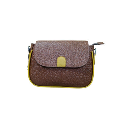 Light brown ladies leather crossbody handbag with textured design and premium finish